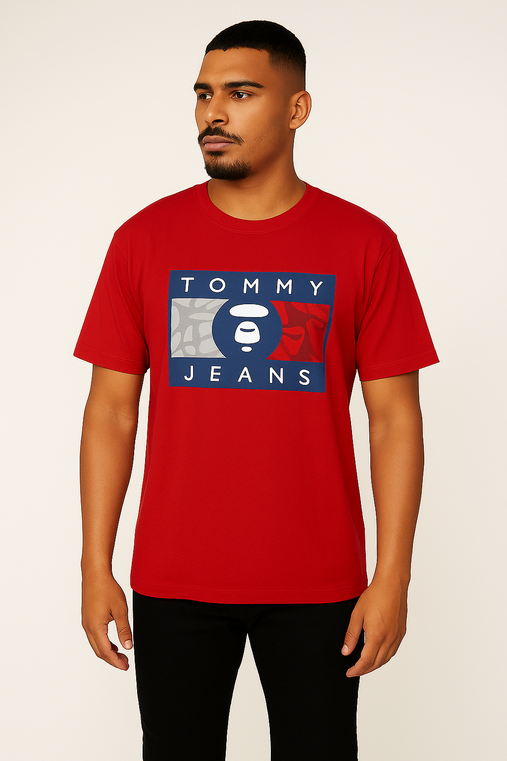Tommy Jeans Red Camouflage Colorblock Graphic Tee