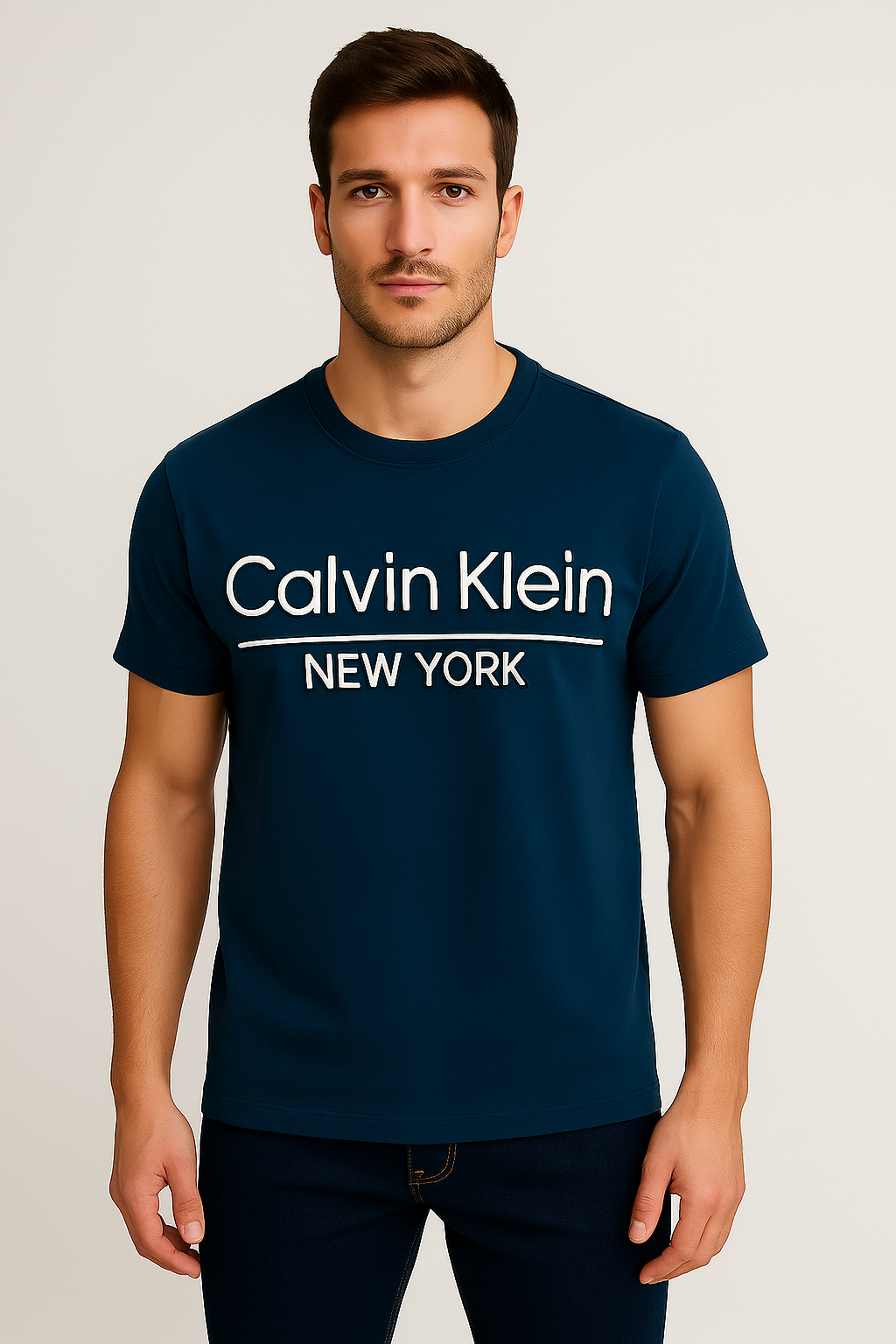 Calvin Klein Embossed Logo T-Shirt – Navy Blue