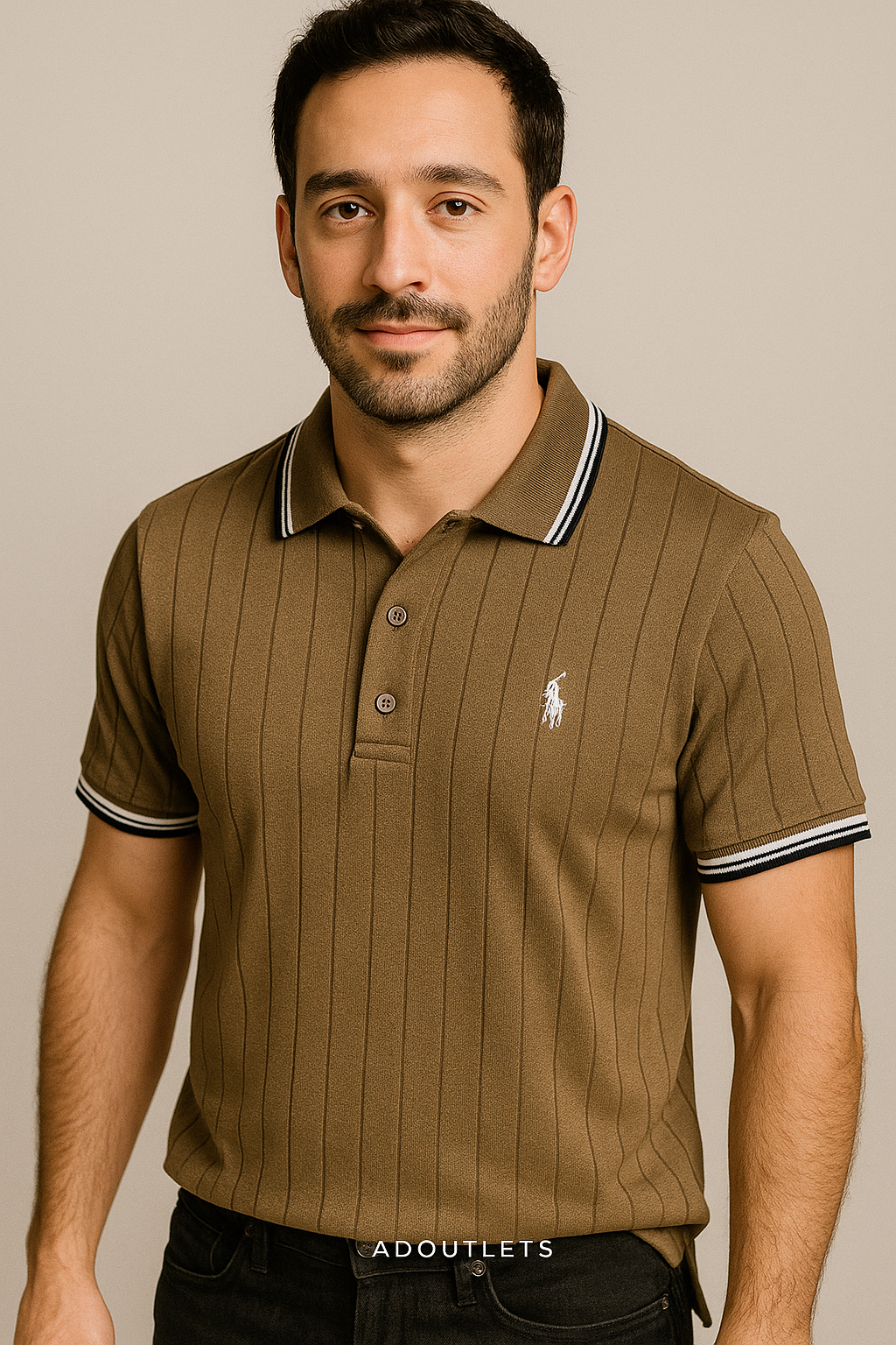 Ralph Lauren Men's Striped Olive Polo Shirt